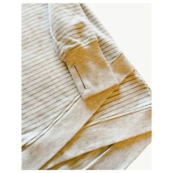 Danskin Womens Criss Cross Pull On Tunic Shirt Sweater Cream Heather/ Gray Strip - Picture 6 of 7